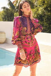 PURPLE PRINCESS BUTTON DOWN SHORT DRESS - Czarina