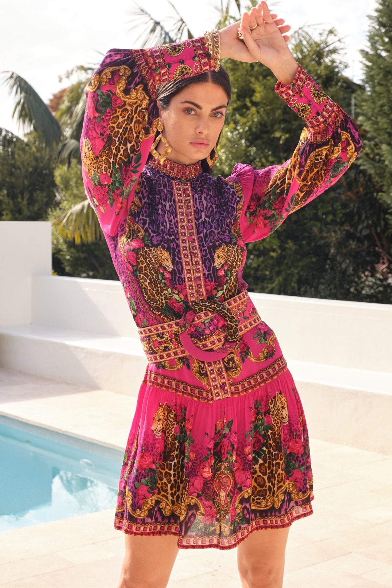 PURPLE PRINCESS BUTTON DOWN SHORT DRESS - Czarina