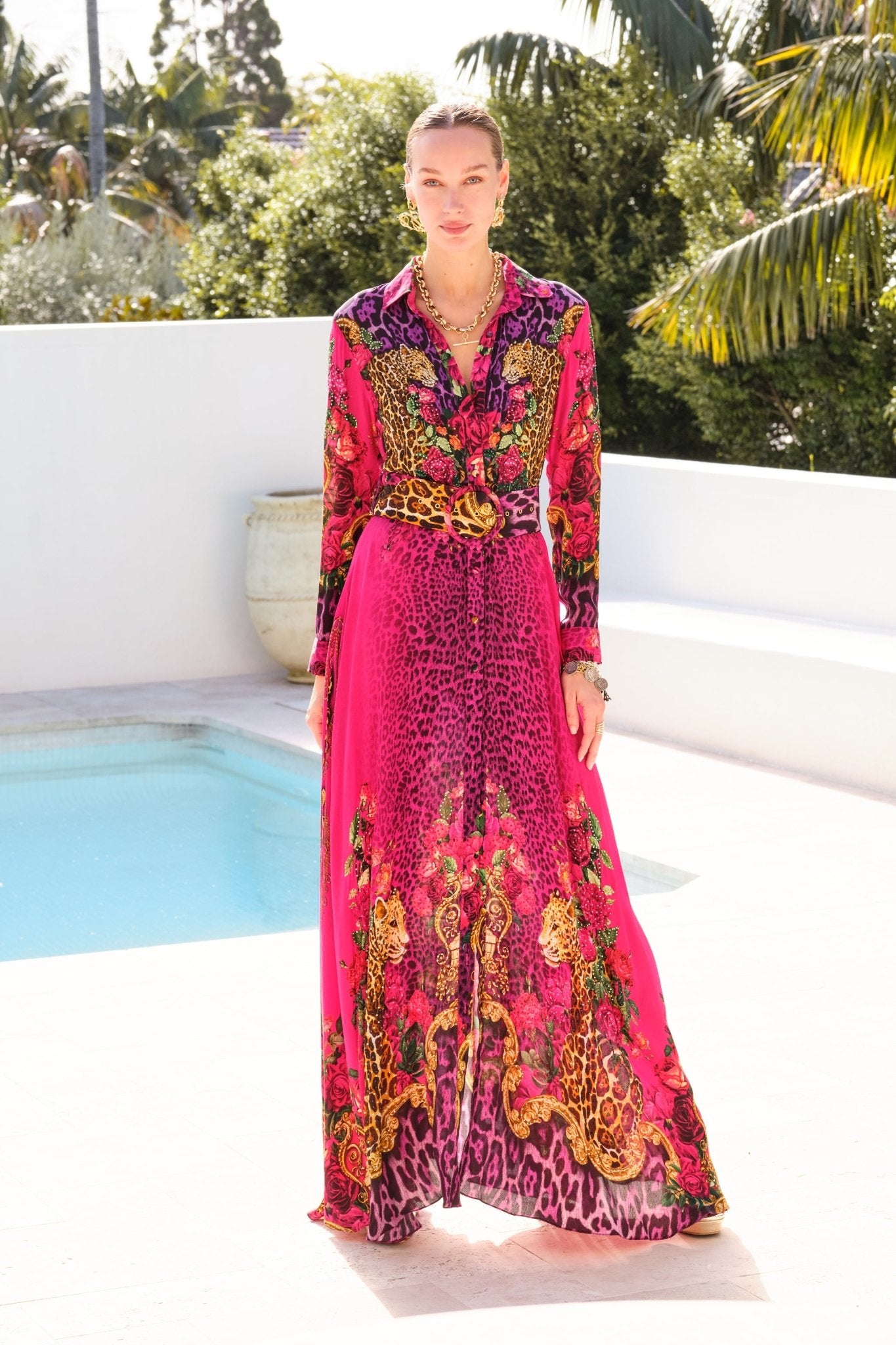 PURPLE PRINCESS COLLARED MAXI DRESS - Czarina