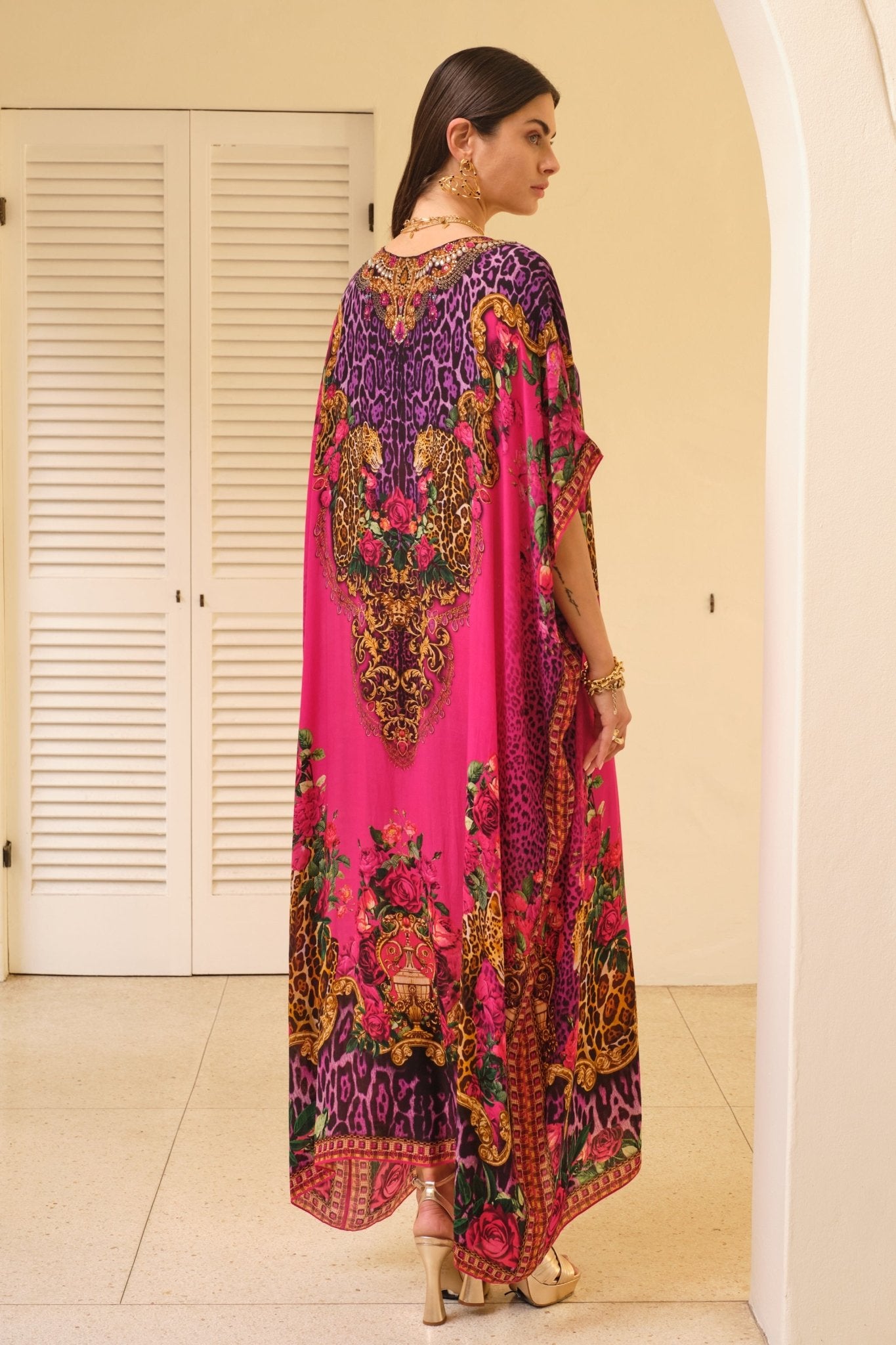 PURPLE PRINCESS ROUND NECK LONG KAFTAN - Czarina
