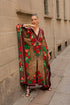 ROSE LEOPARD BIG WIDTH SILK LONG KAFTAN - Czarina