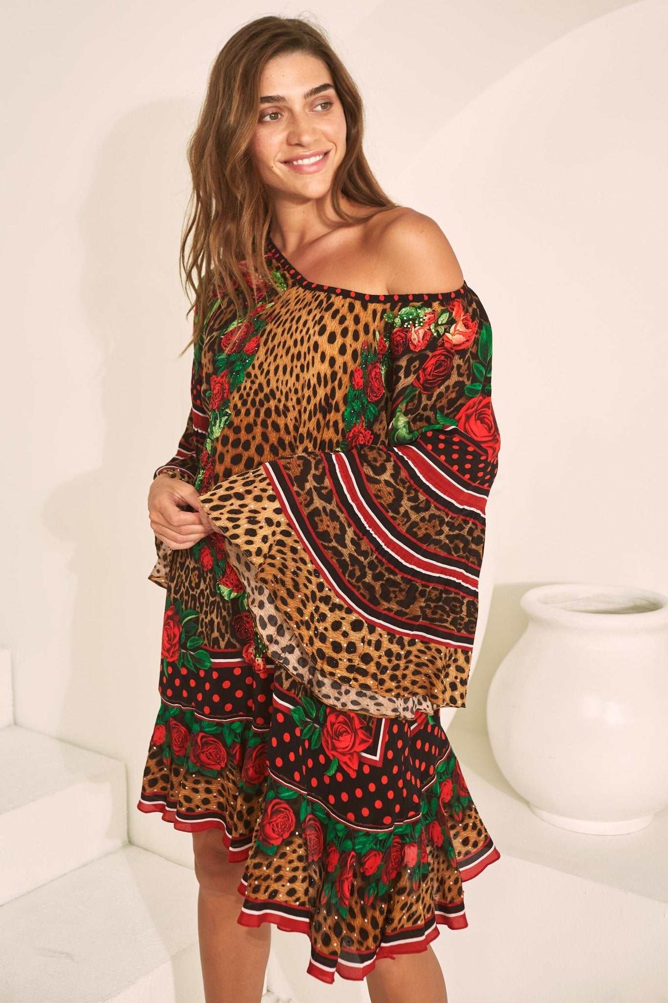 ROSE LEOPARD FRILL DRESS - Czarina