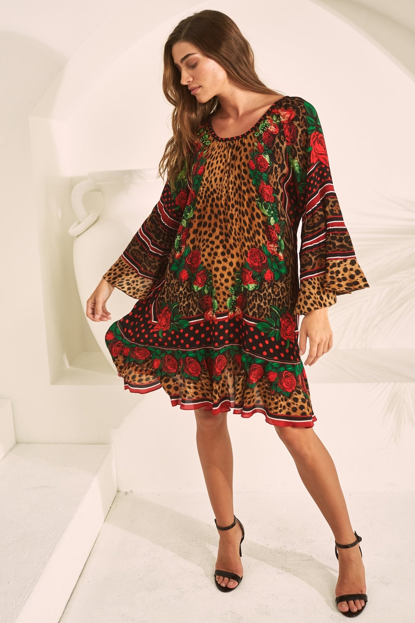 ROSE LEOPARD FRILL DRESS - Czarina