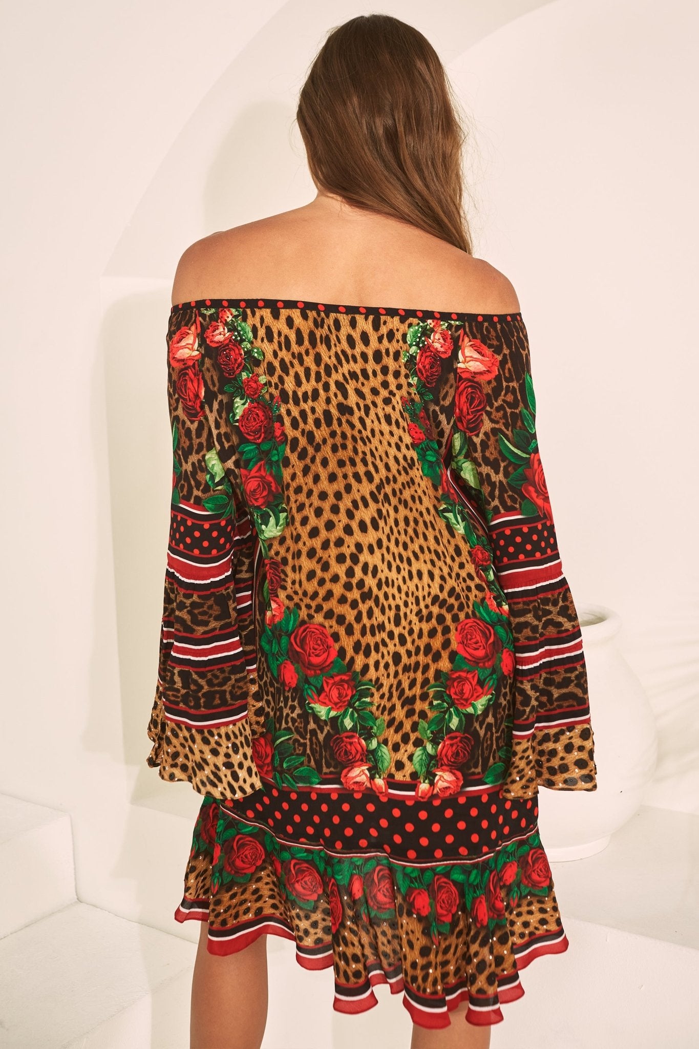 ROSE LEOPARD FRILL DRESS - Czarina