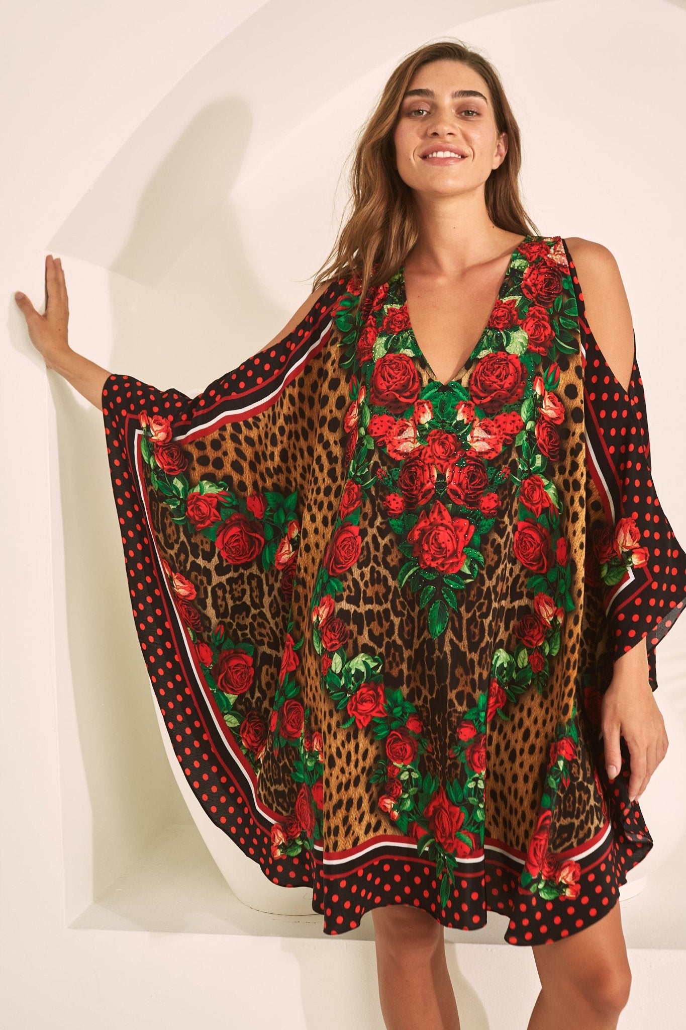 ROSE LEOPARD KAFTAN DRESS Czarina