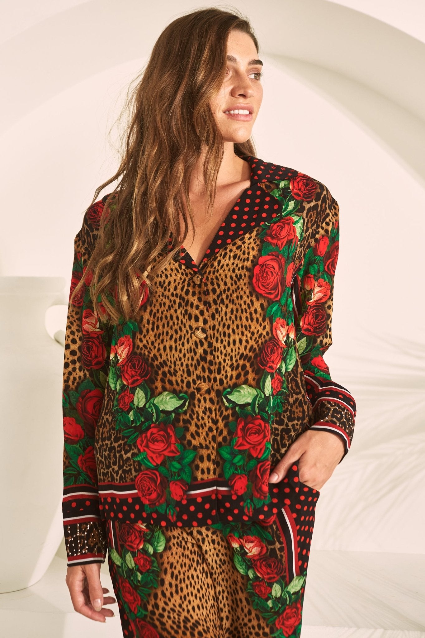 ROSE LEOPARD LOUNGE SHIRT - Czarina