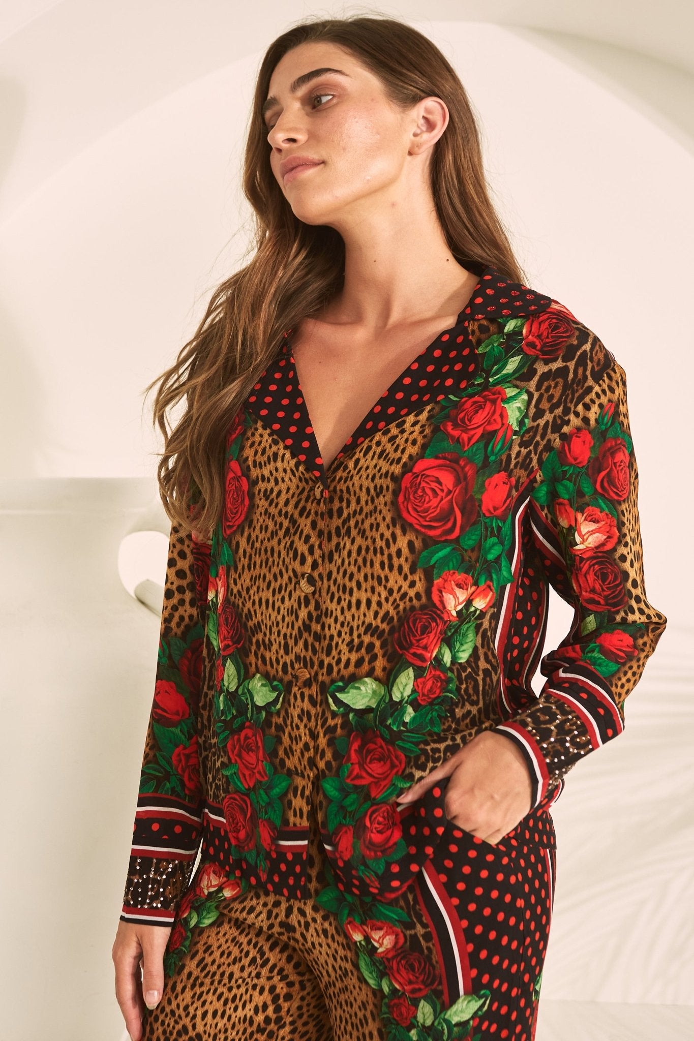 ROSE LEOPARD LOUNGE SHIRT - Czarina