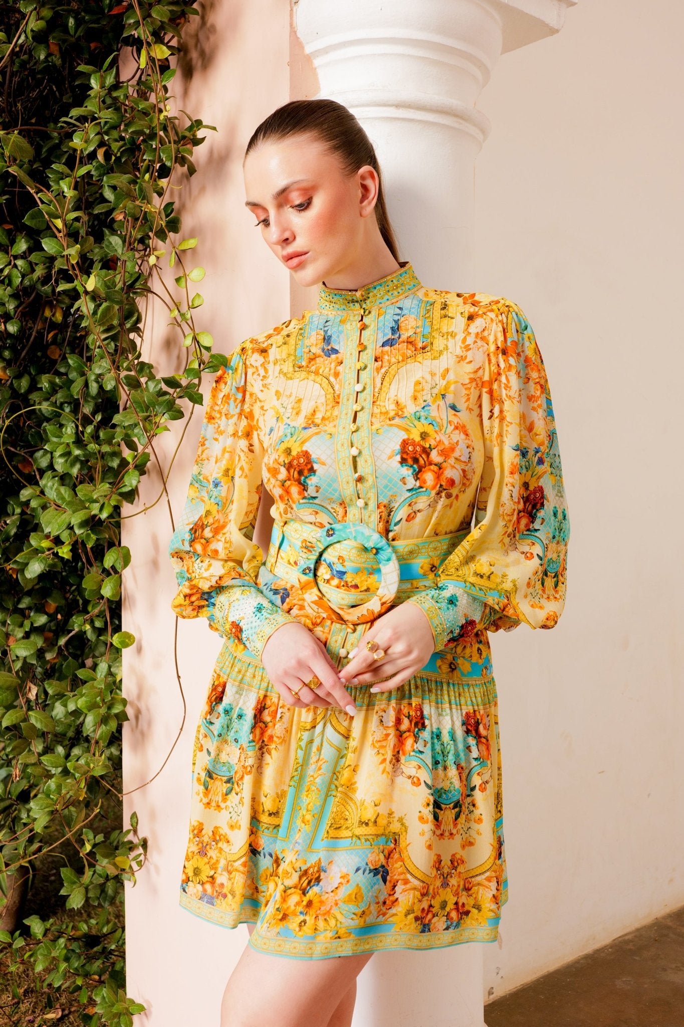 SUMMER GARDEN BUTTONDOWN SHORT DRESS - Czarina
