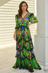 TROPICAL LOVE CROSS OVER MAXI DRESS - Czarina