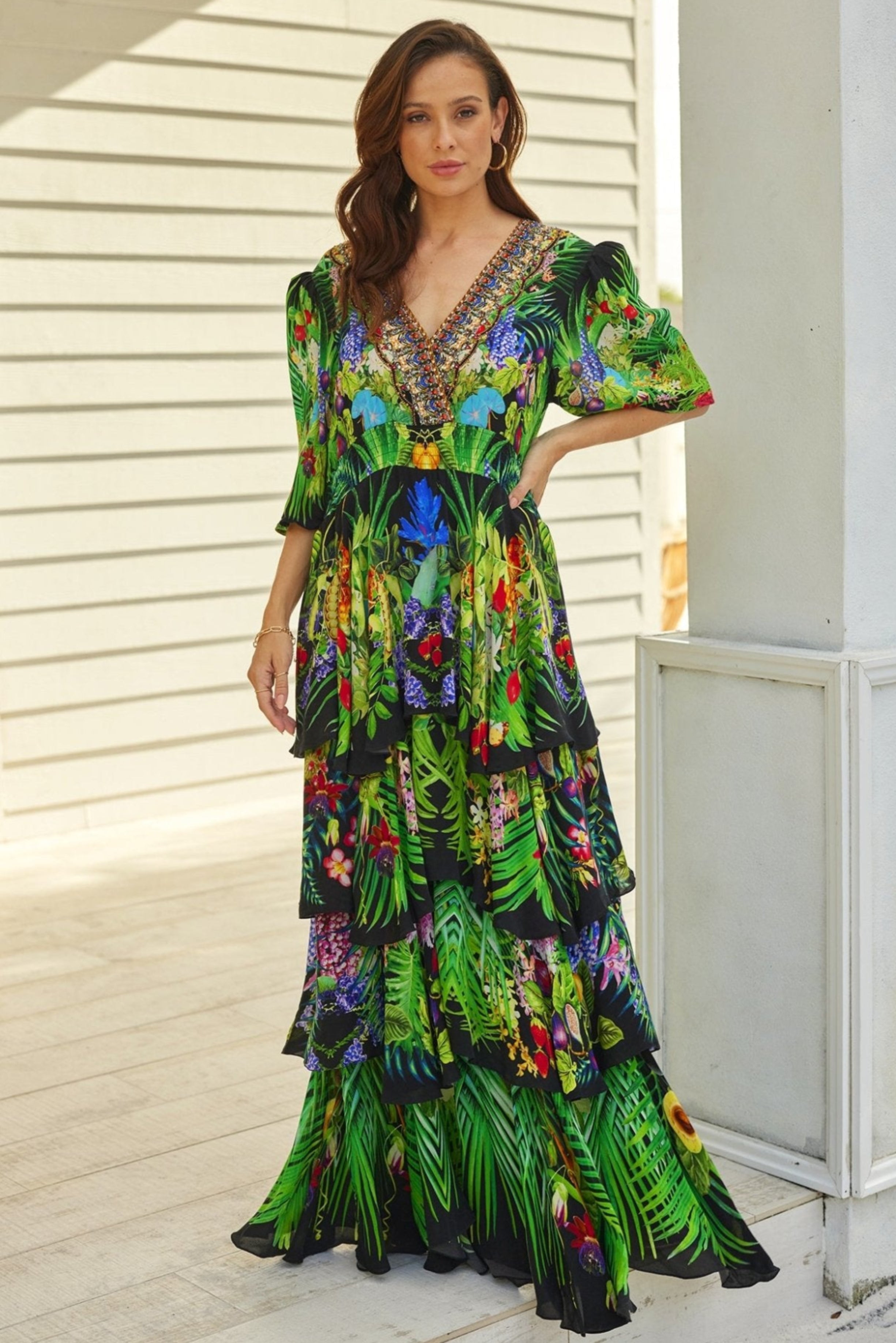 TROPICAL LOVE CROSS OVER MAXI DRESS - Czarina