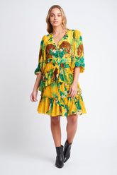 TROPICAL TIGRESS SHORT RUFFLE DRESS - Czarina