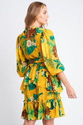 TROPICAL TIGRESS SHORT RUFFLE DRESS - Czarina