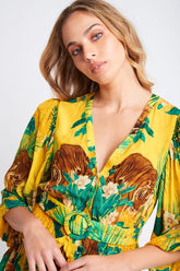 TROPICAL TIGRESS SHORT RUFFLE DRESS - Czarina