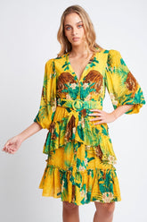 TROPICAL TIGRESS SHORT RUFFLE DRESS - Czarina