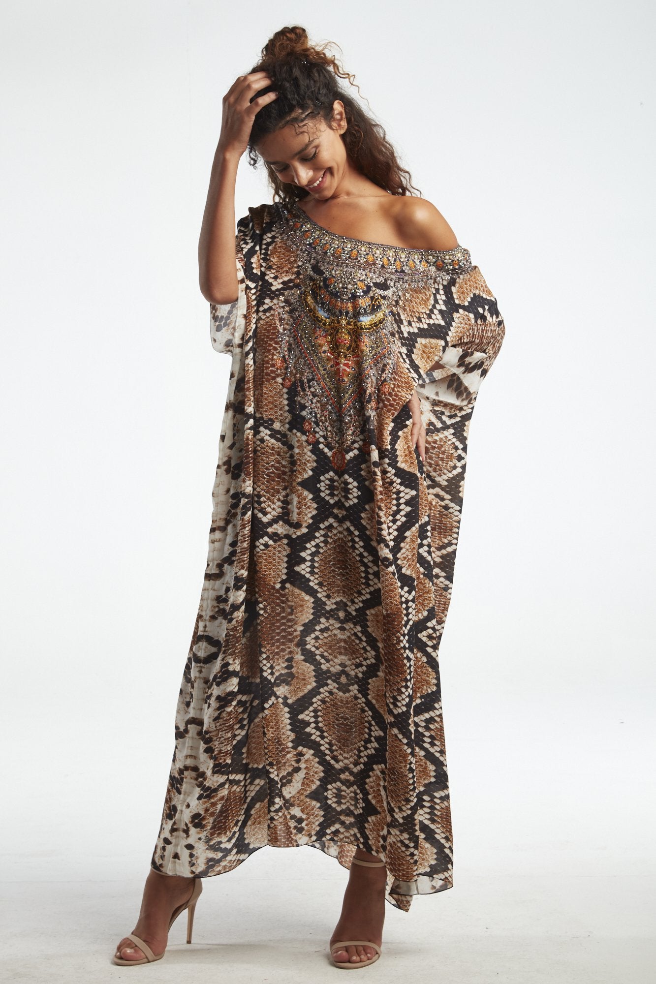 WILD DESERT ROUND-NECK LONG KAFTAN - Czarina