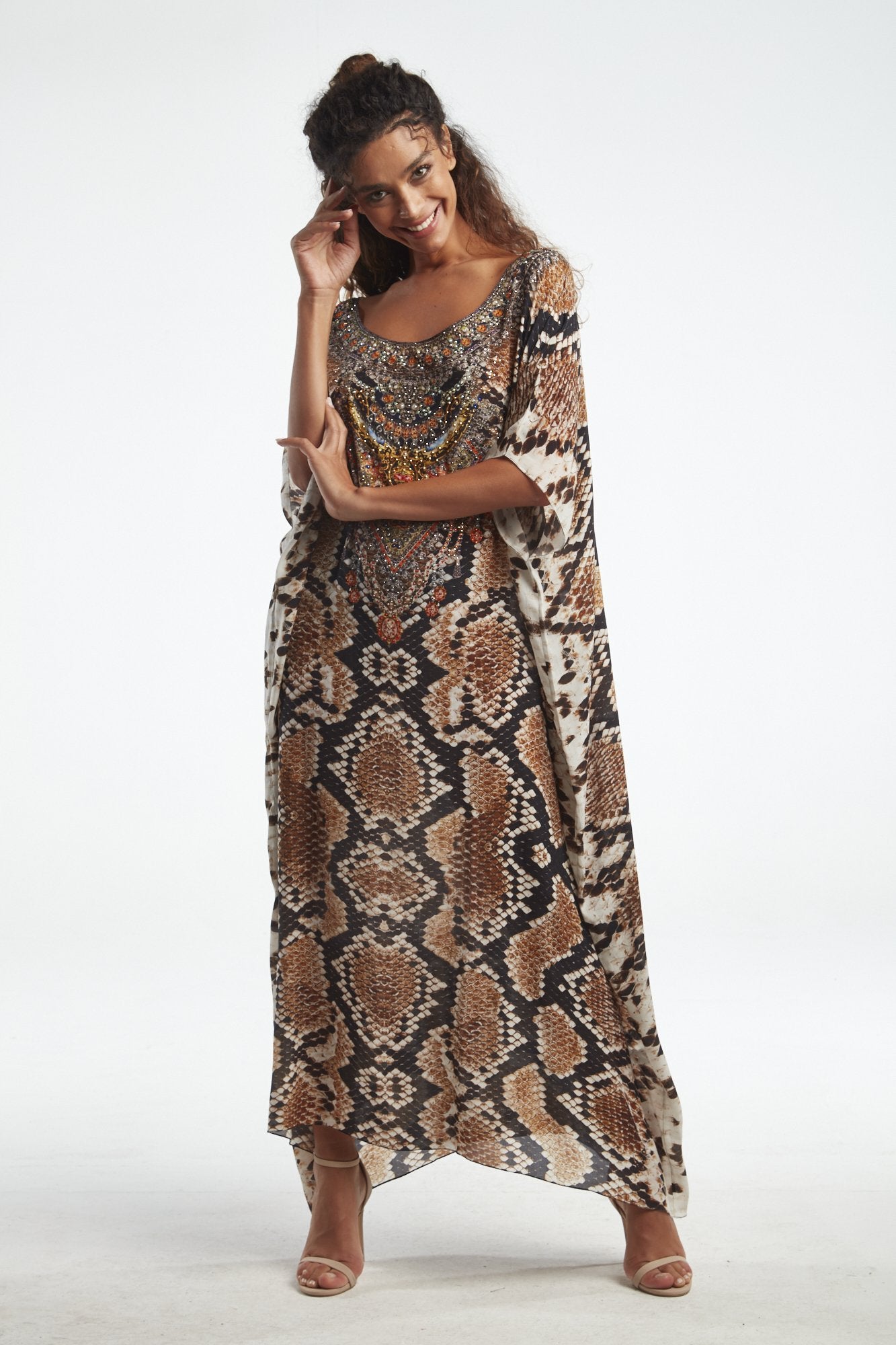 WILD DESERT ROUND-NECK LONG KAFTAN - Czarina