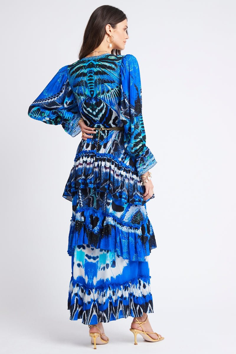 WILD FEATHERS BUTTONED DOWN MAXI DRESS - Czarina