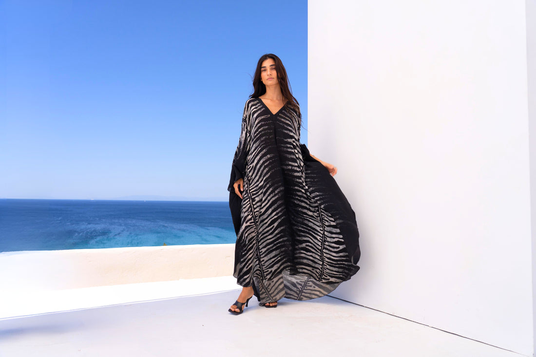 AEGEAN NIGHTS V NECK MAXI KAFTAN