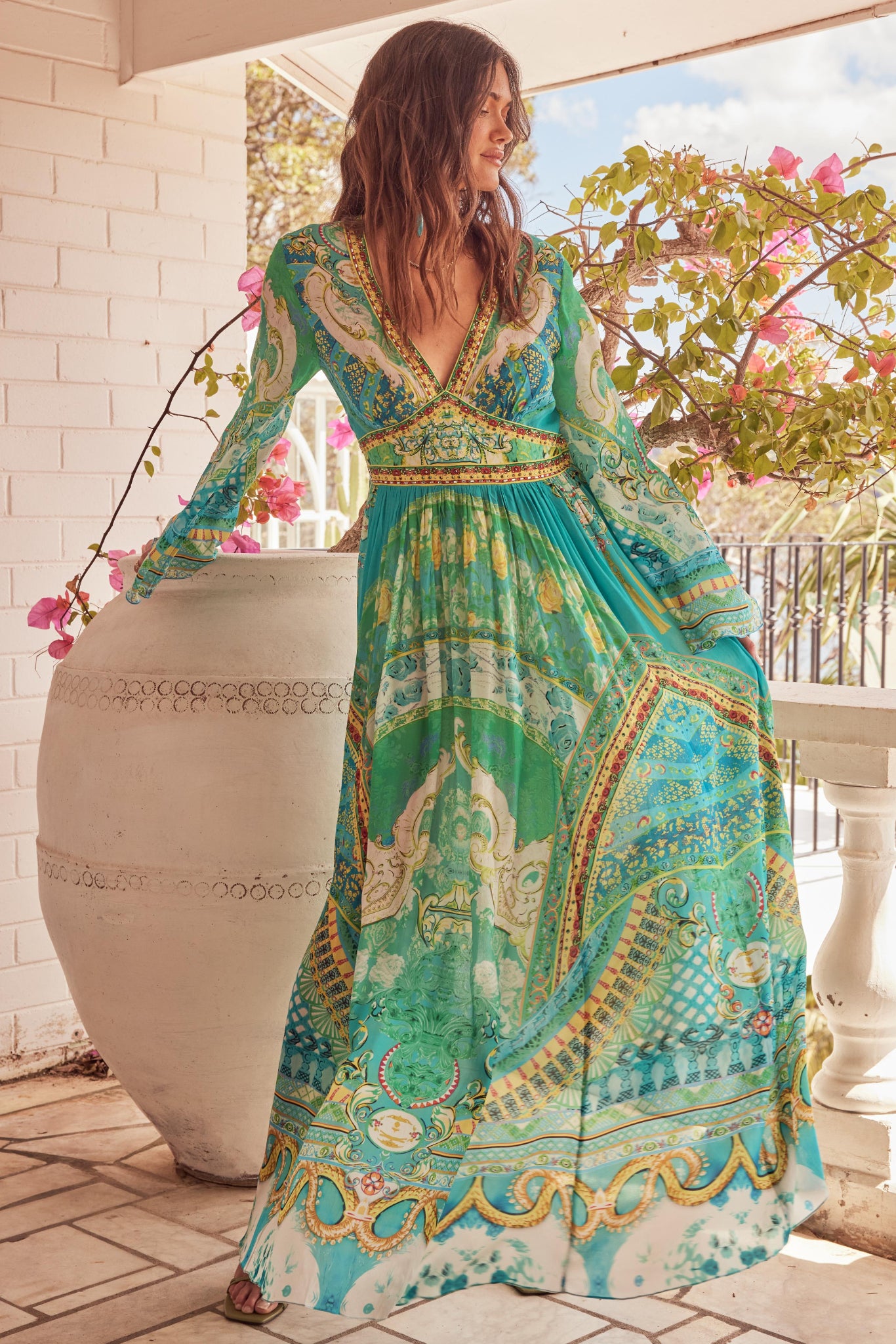 Isle Of Dreams Maxi Dress w Flare Sleeves