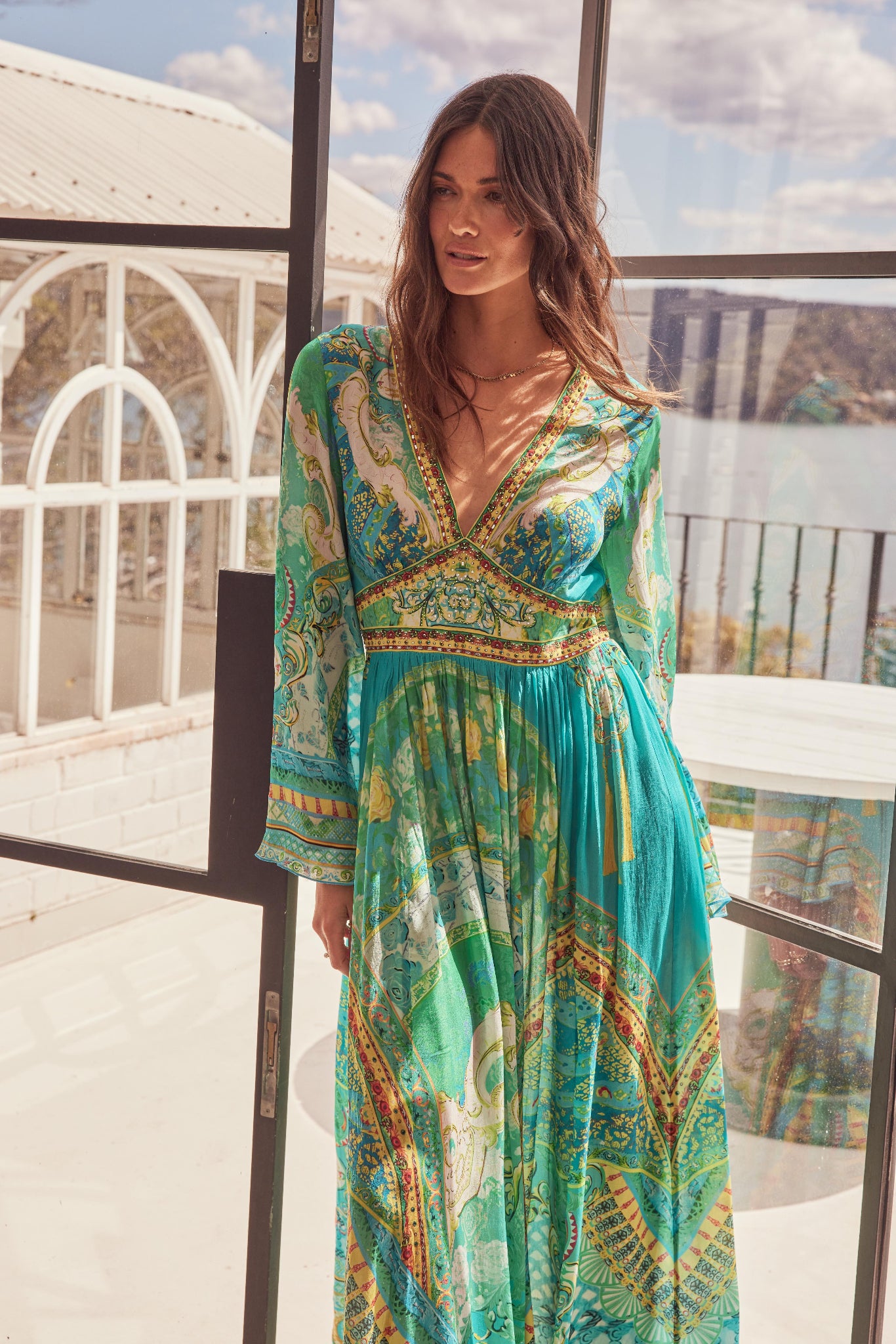 Isle Of Dreams Maxi Dress w Flare Sleeves