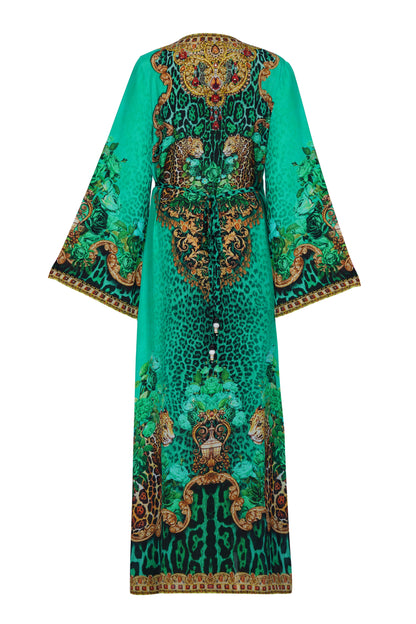 EMERALD LEOPARDESS WRAP DRESS
