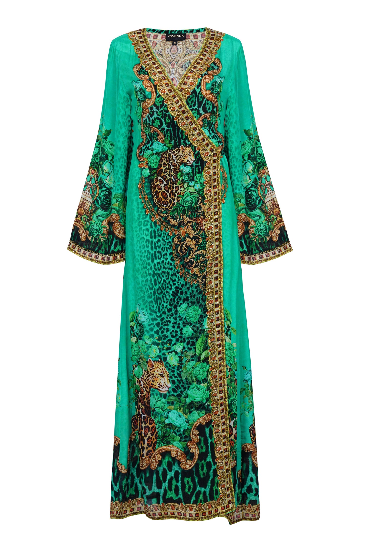 EMERALD LEOPARDESS WRAP DRESS