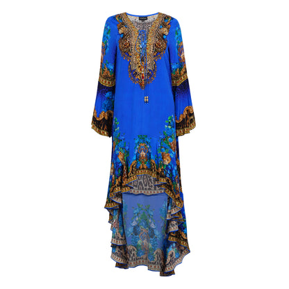 BLUE LEOPARDESS HI LOW W SLEEVES