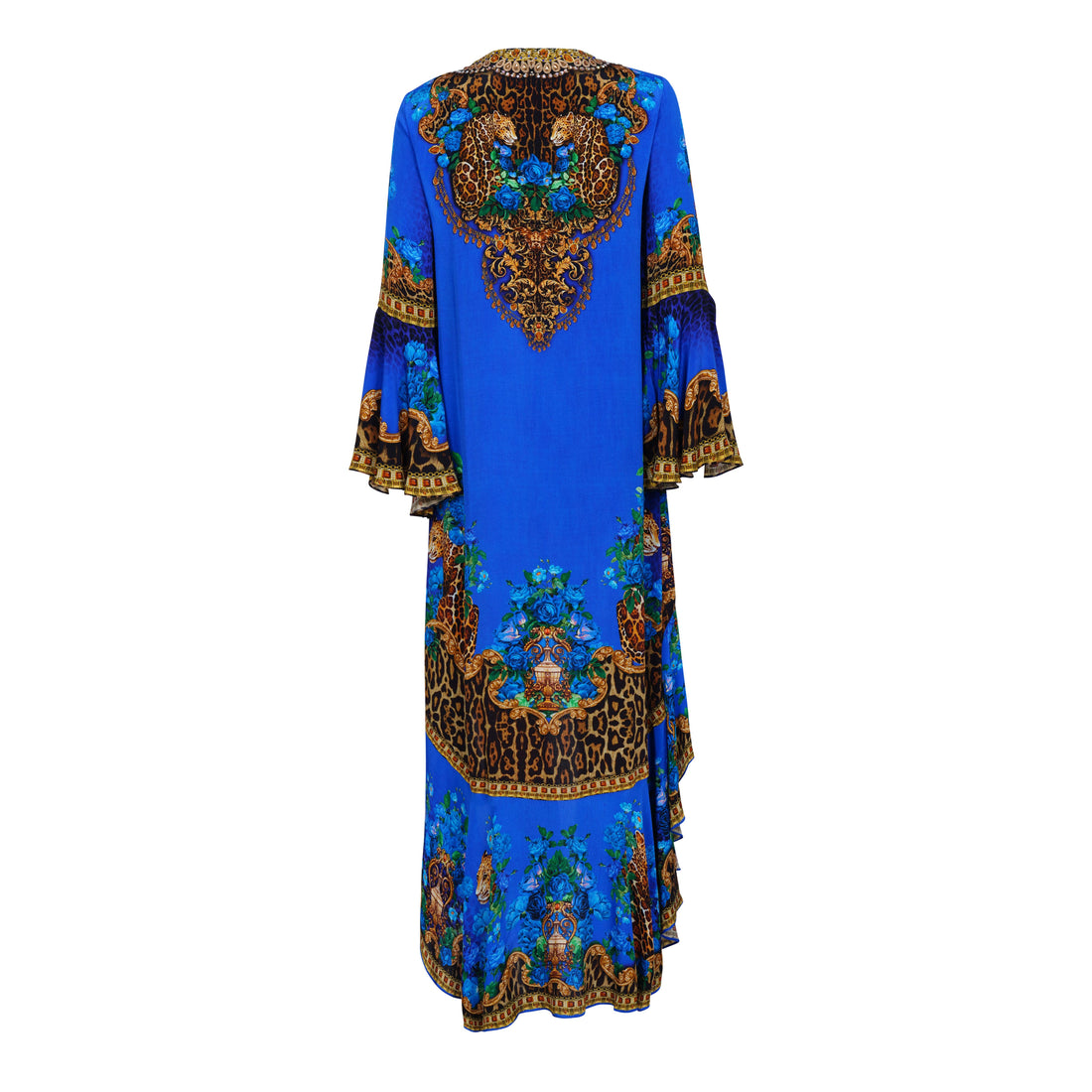 BLUE LEOPARDESS HI LOW W SLEEVES