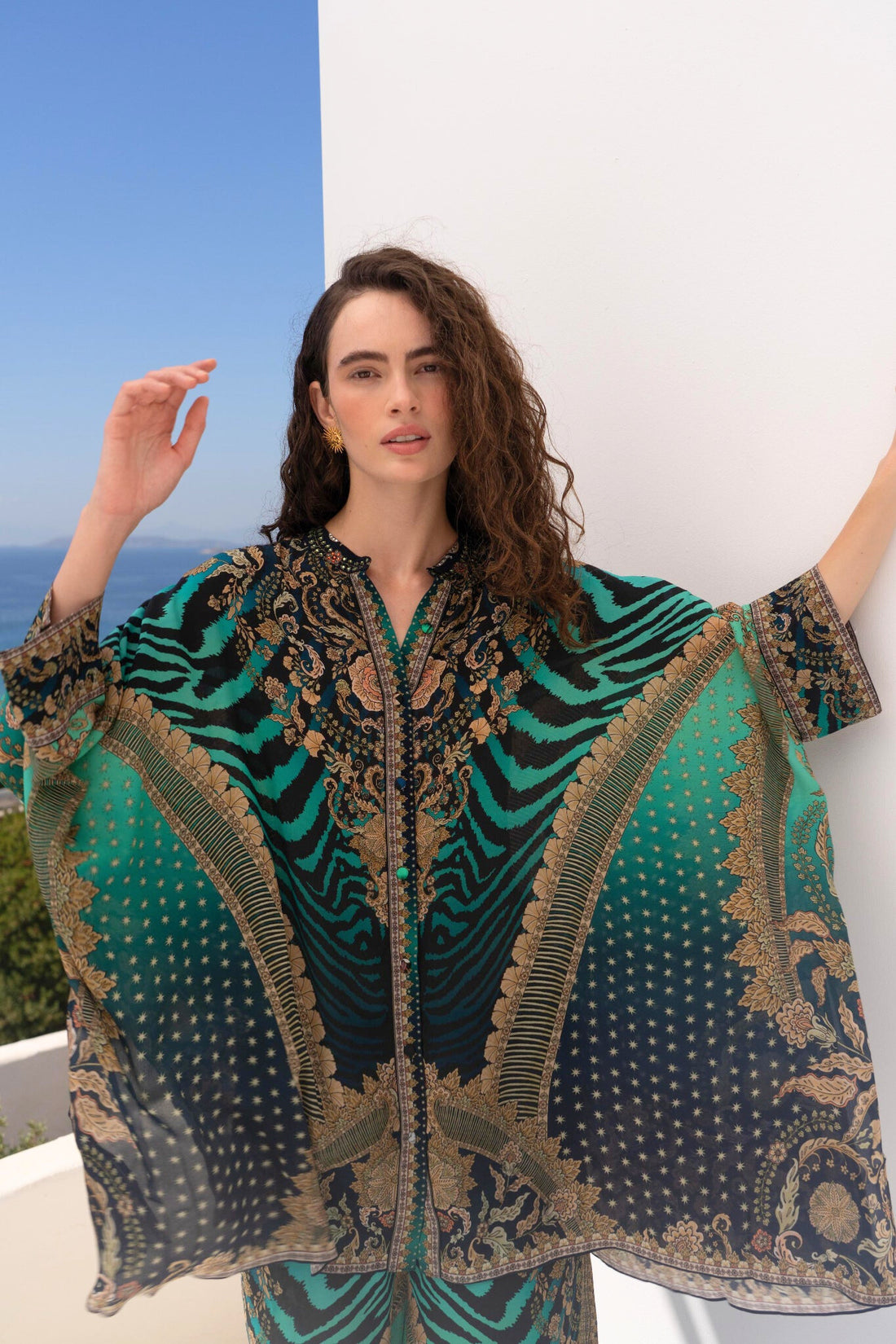 EMERALD EMPRESS KAFTAN TOP W SLEEVES