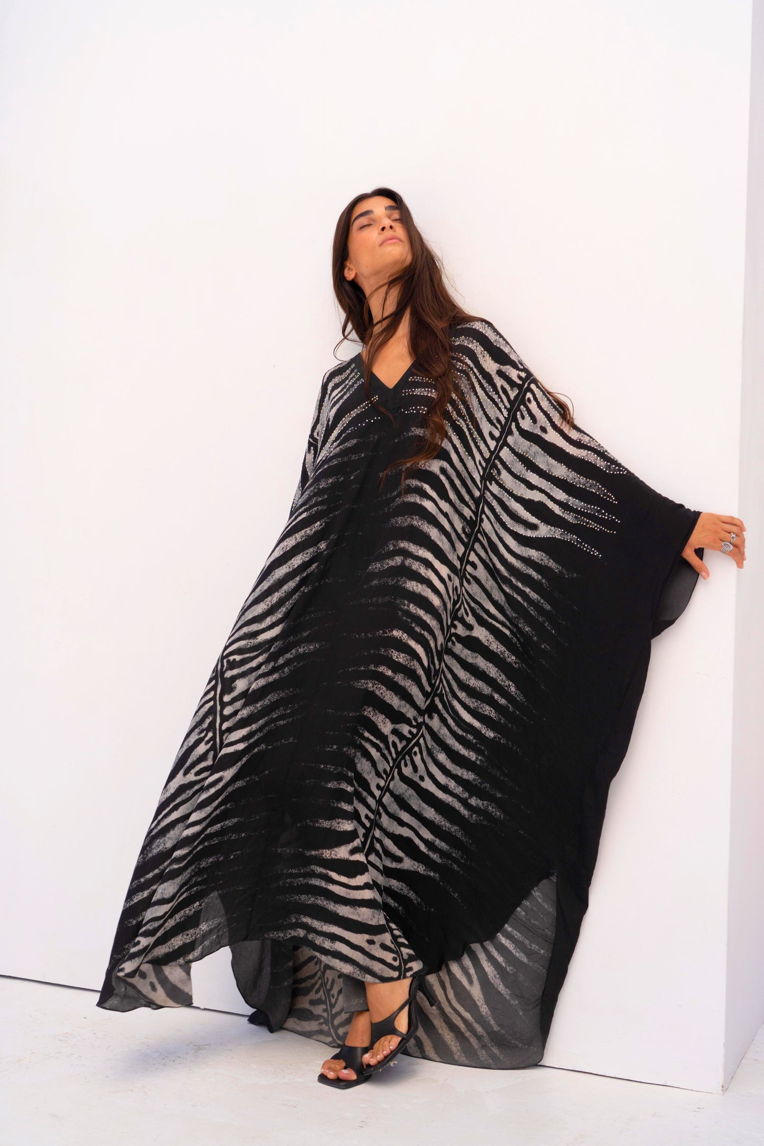AEGEAN NIGHTS V NECK MAXI KAFTAN
