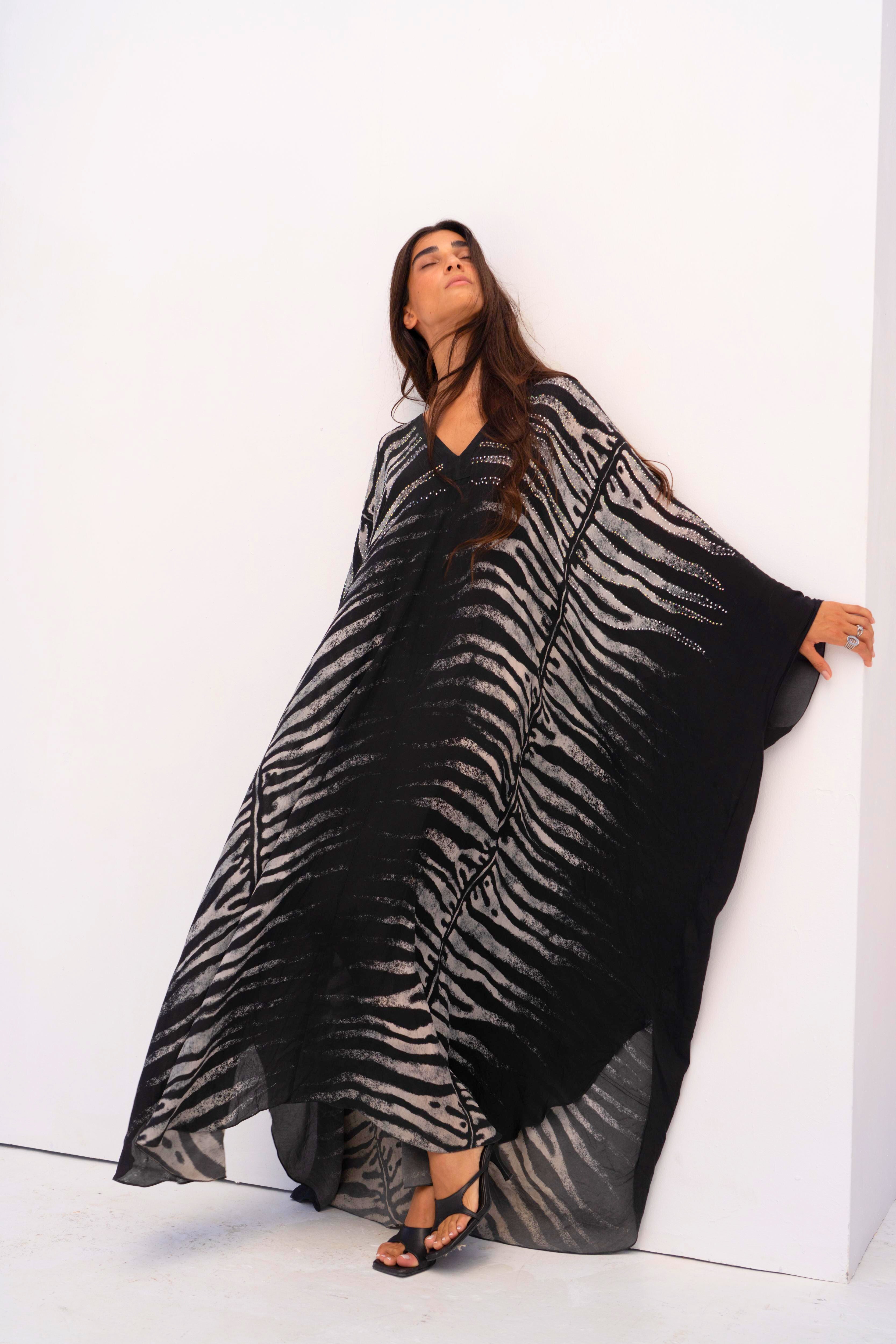 AEGEAN NIGHTS V NECK MAXI KAFTAN