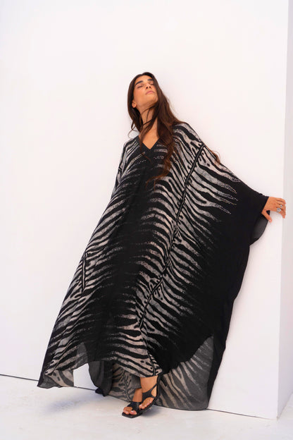 AEGEAN NIGHTS V NECK MAXI KAFTAN