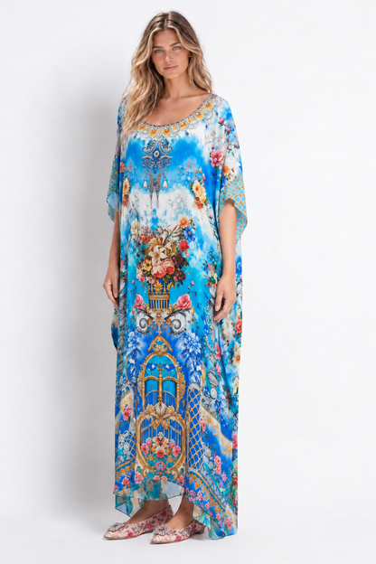 SUMMER SOMEWHERE ROUND NECK LONG KAFTAN