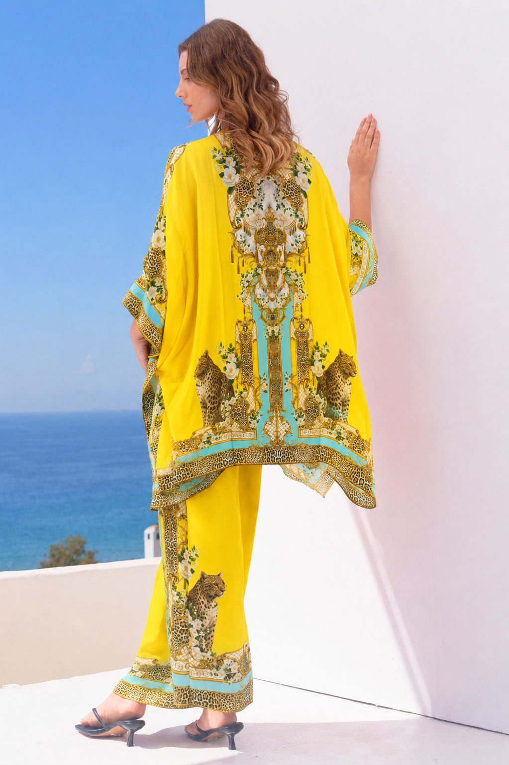 GOLDEN LEOPARD KAFTAN TOP W SLEEVES