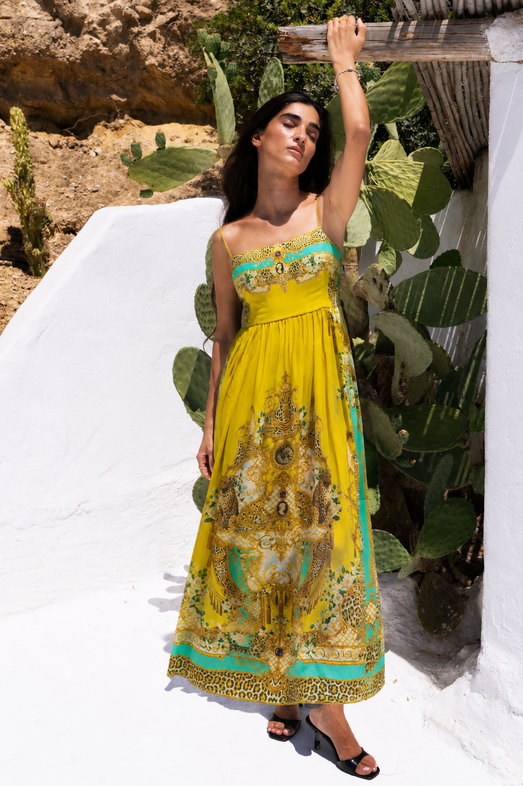GOLDEN LEOPARD S-S MIDI DRESS