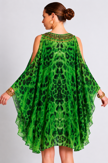 GREEN TIGRESS KAFTAN DRESS