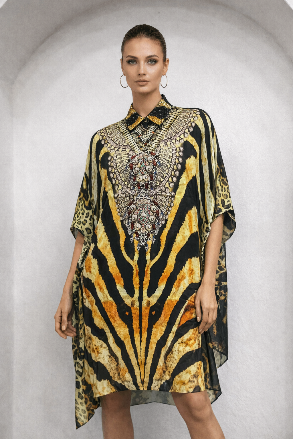 SAHARA MIDI COLLAR KAFTAN
