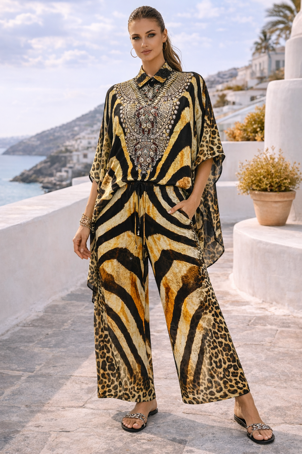 SAHARA MIDI COLLAR KAFTAN