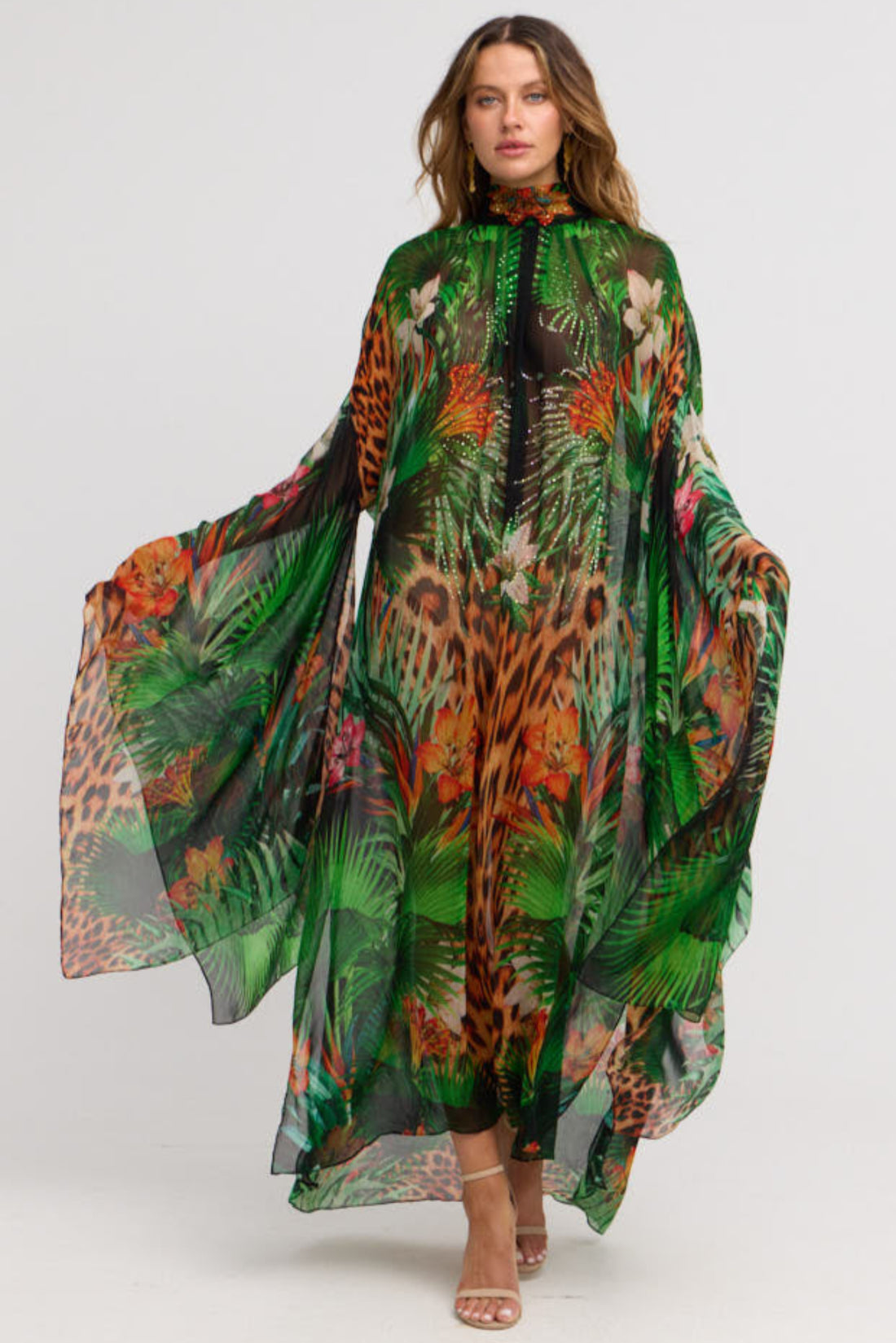 Tropical Temptation HIgh-neck Maxi Kaftan