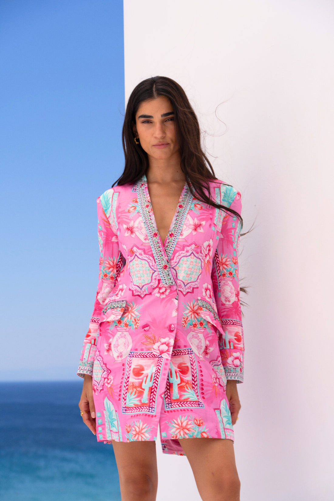 Pink Boho Blazer Dress