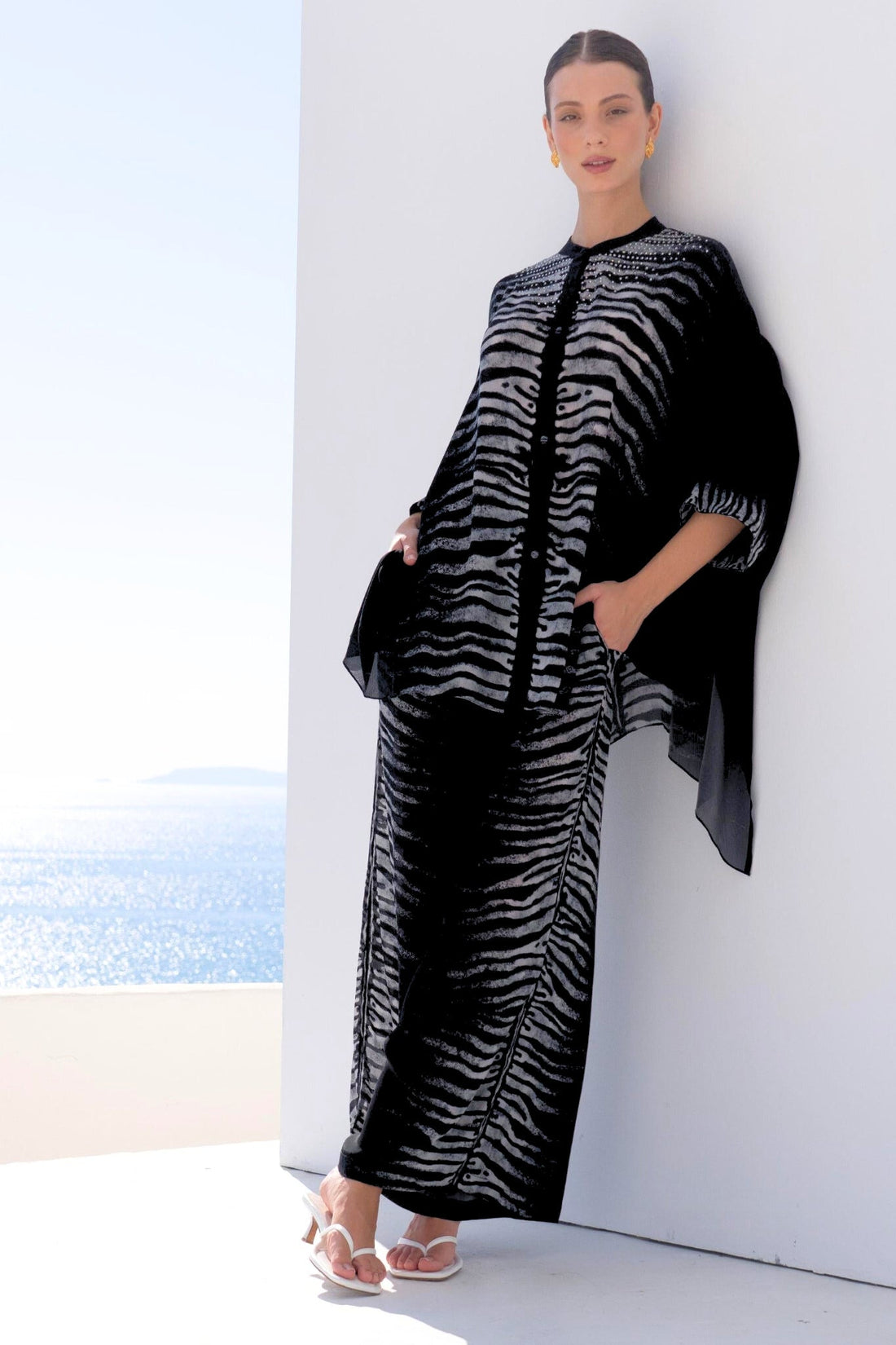 AEGEAN NIGHTS KAFTAN TOP W SLEEVES - Czarina