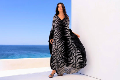 AEGEAN NIGHTS V NECK MAXI KAFTAN - Czarina