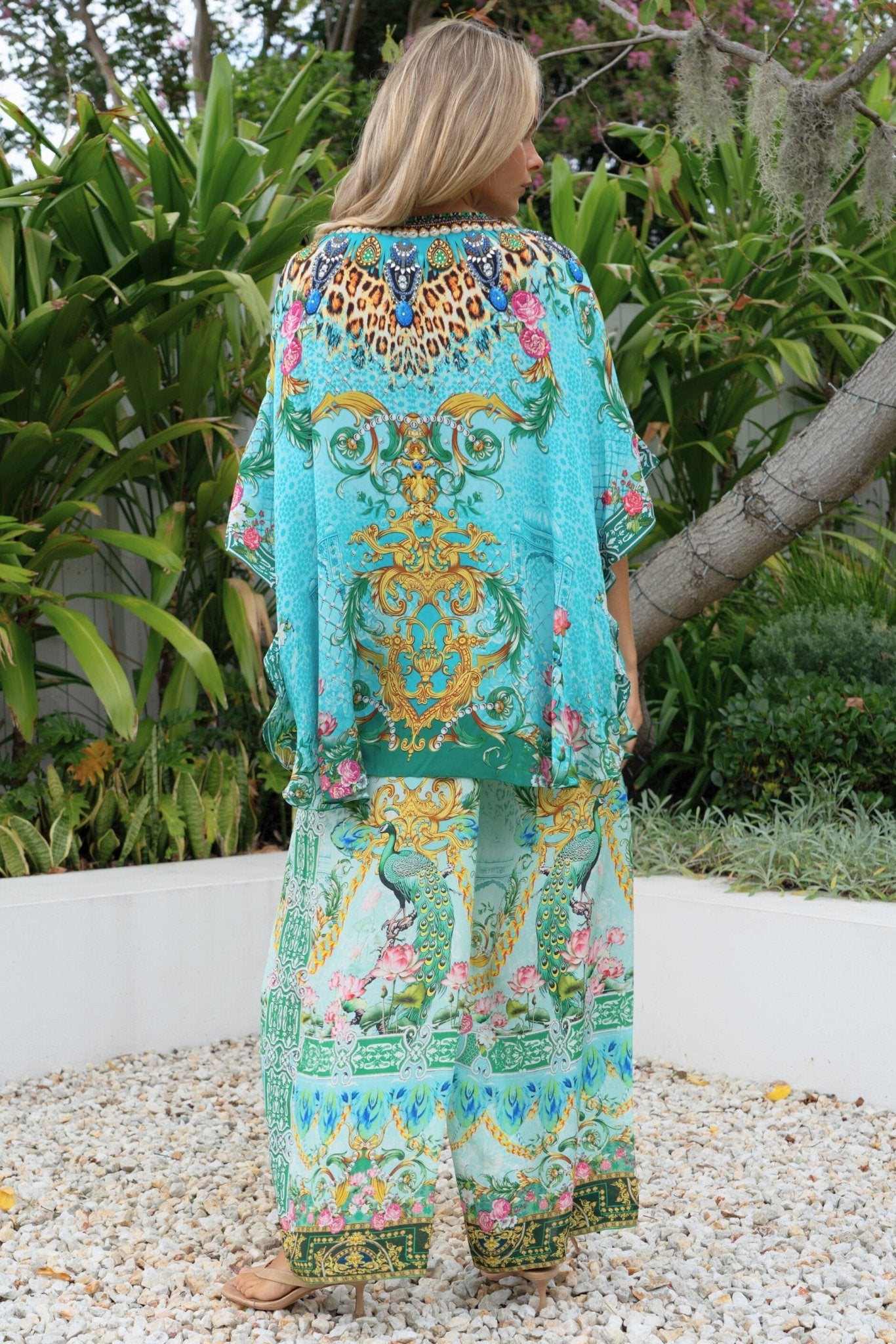 AQUA CHEETAH BUTTERFLY TOP SET - Czarina