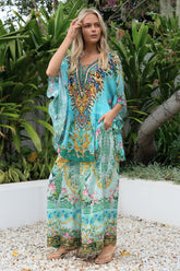 AQUA CHEETAH BUTTERFLY TOP SET - Czarina