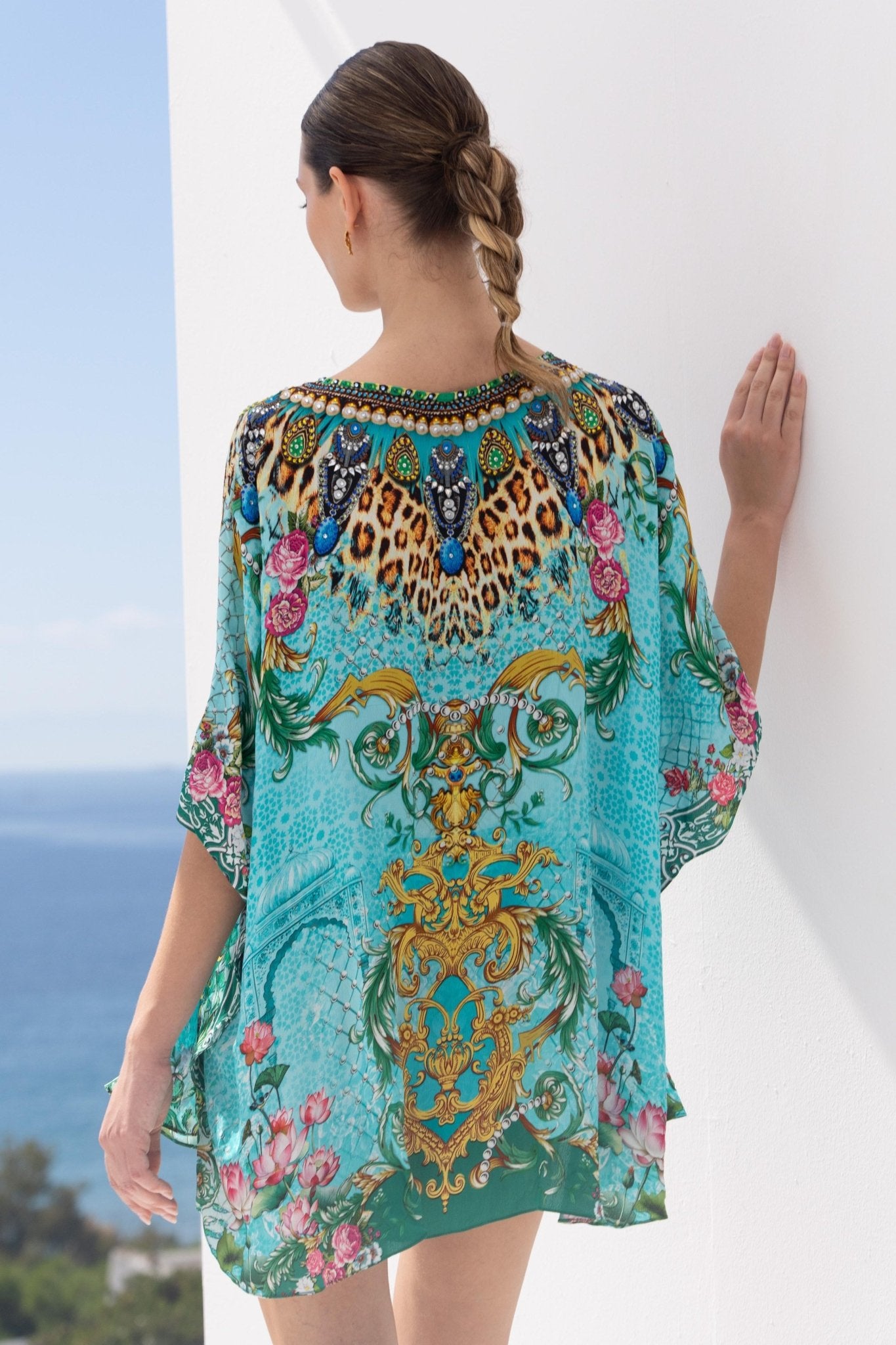 AQUA CHEETAH BUTTERFLY TOP - Czarina