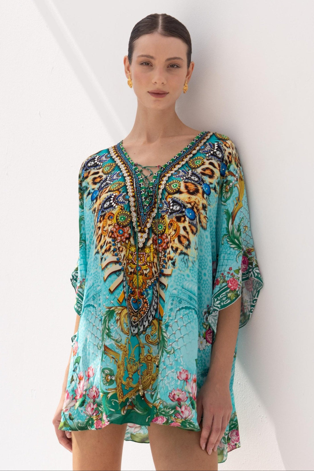 AQUA CHEETAH BUTTERFLY TOP - Czarina