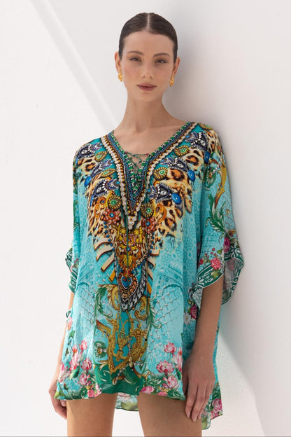 AQUA CHEETAH BUTTERFLY TOP - Czarina