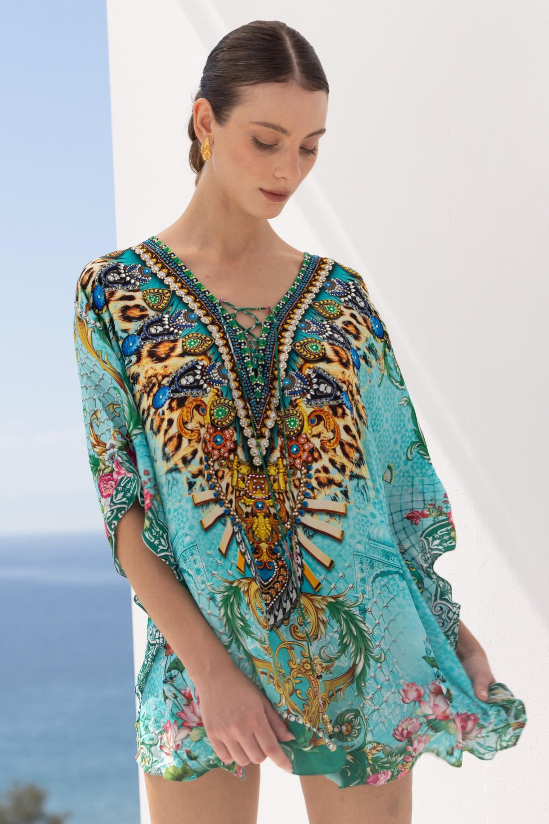 AQUA CHEETAH BUTTERFLY TOP - Czarina