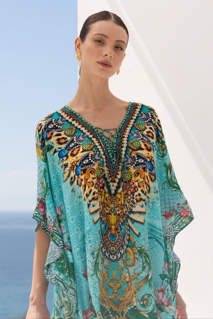 AQUA CHEETAH BUTTERFLY TOP - Czarina