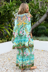AQUA CHEETAH KAFTAN DRESS SET - Czarina